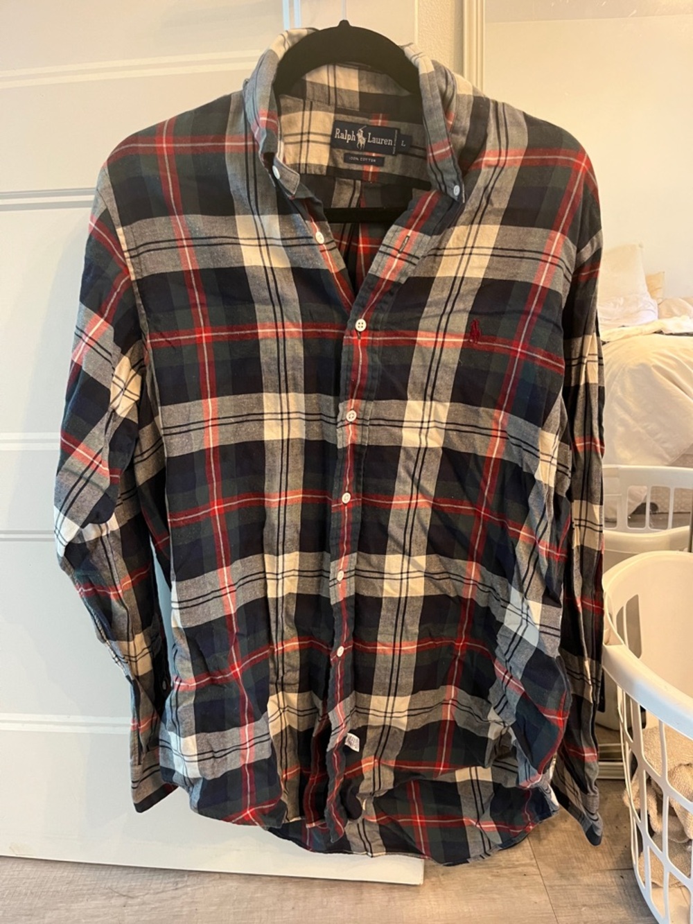 Ralph Lauren Navy, White & Red Plaid Button-Down Shirt